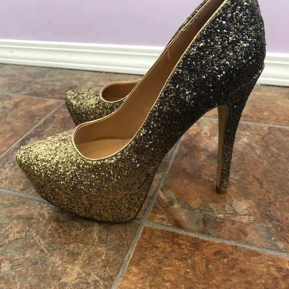 Gold Sparkly Heels - Picture 3 of 5